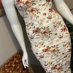 Floral White Bodycon Dress
